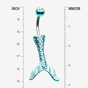 Detail View 1 of Mystic Teal Mermaid Tail Belly Button Ring